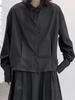 Women's Dark Style Pleated Wool Shirt: Slimming, Loose, Short, Long-Sleeved Japanese Design for Autumn & Winter