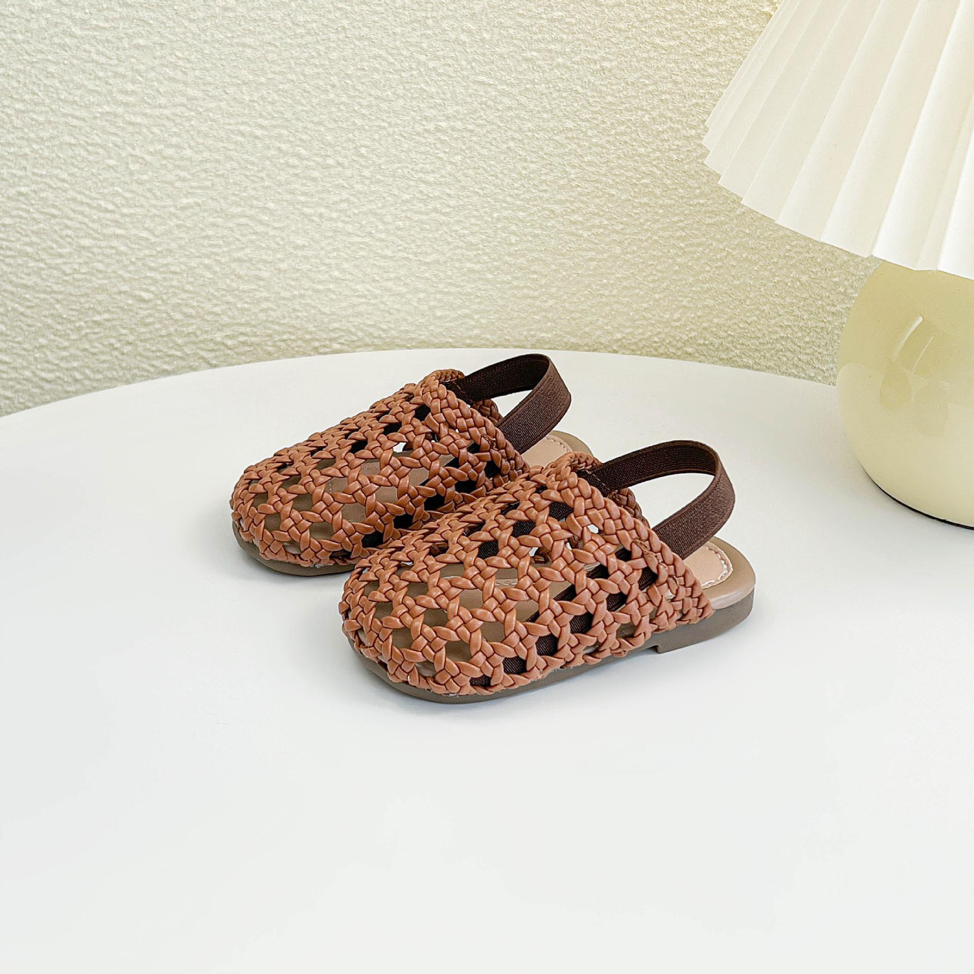 

Baby Girls Shoes Braided Sandals for Girls Kids Fashion Hollow Out Leather Shoe Soft Sole Retro Princess Slippers Beach Shoes 25