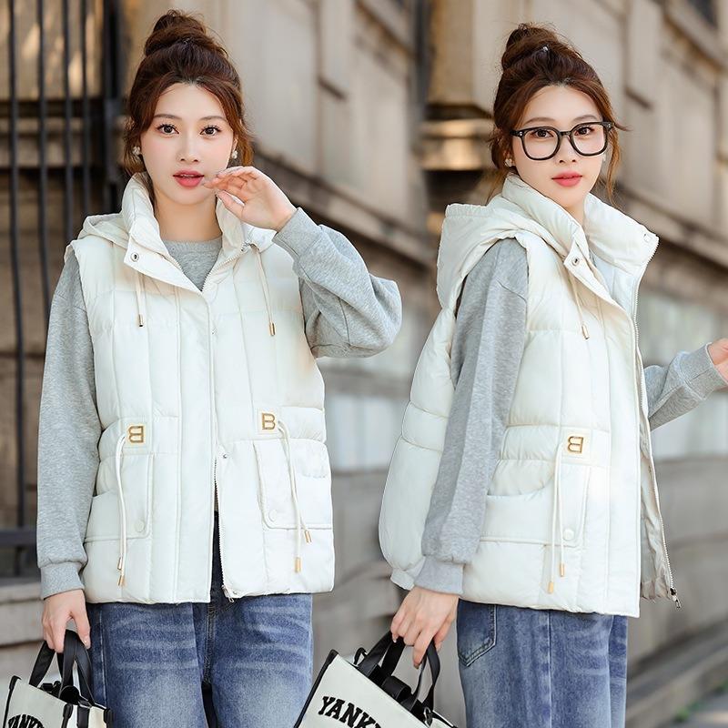 New down cotton-padded vest autumn and winter loose short cotton-padded vest thick vest jacket outer vest