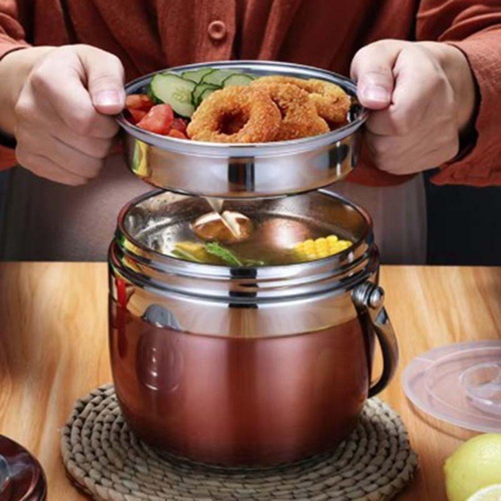 2 Layer Insulated Lunch Box 1200/1500ML Thermos Soup Jar Portable Thermal Food Container  School