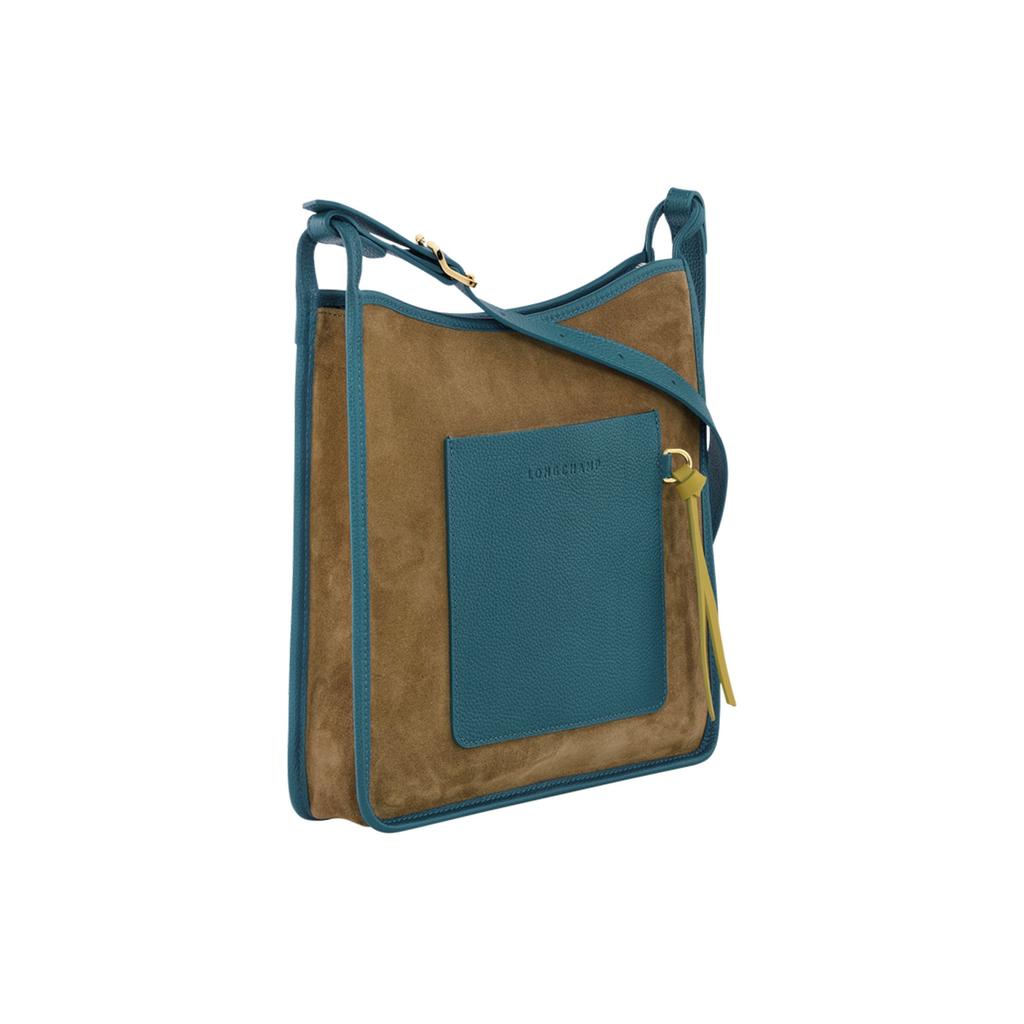 Longchamp Le Foulonné 27 Letter Logo Adjustable Shoulder Strap Velvet Calfskin Shoulder Crossbody Bag Large Women bags Blue Khaki 10140HAT292