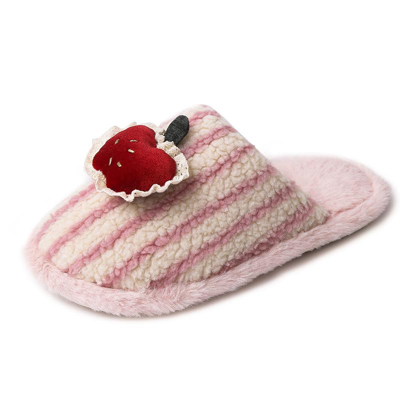 Mao Mao Women's Cotton Mop Comfortable Casual Winter Personality Couple Fun Kitten Home Contrast Color Cotton Slippers Shoes Stripes