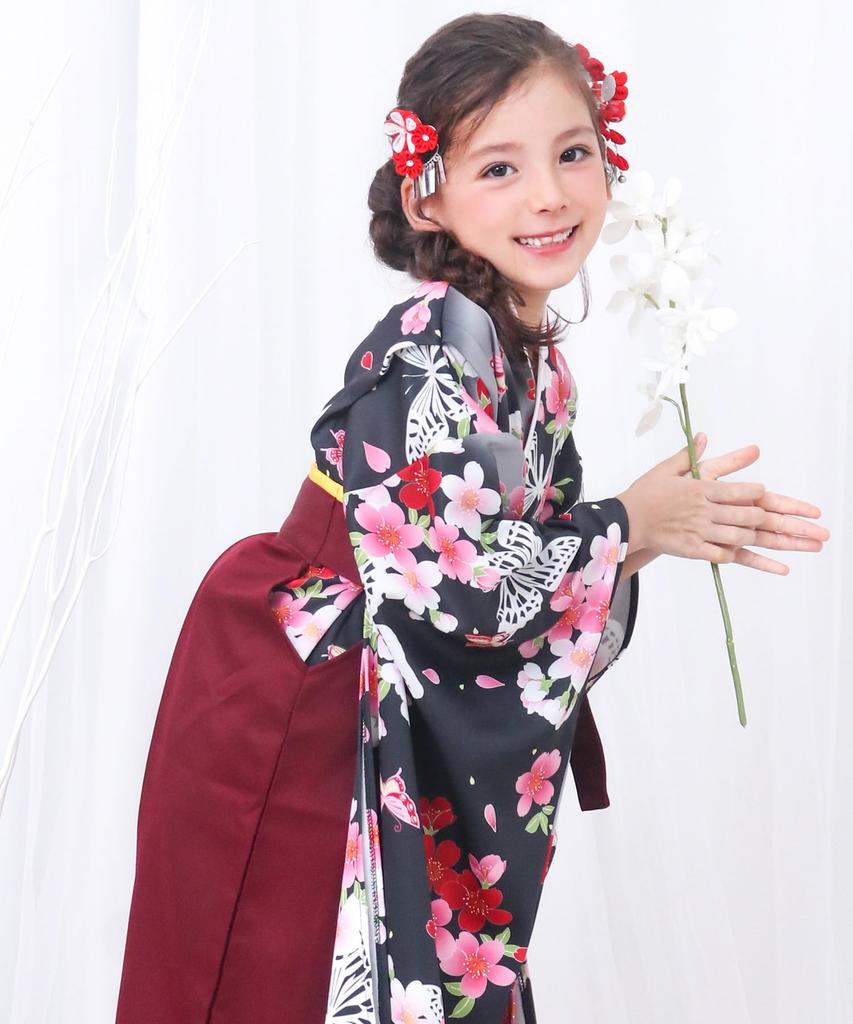 Hakama Easy To Put Simple Japanese Style Set Graduation Graduation Girls Butterfly [KYOETSU] Set, On, (Kimono, Hakama), Ceremony, Ceremony, Girls,