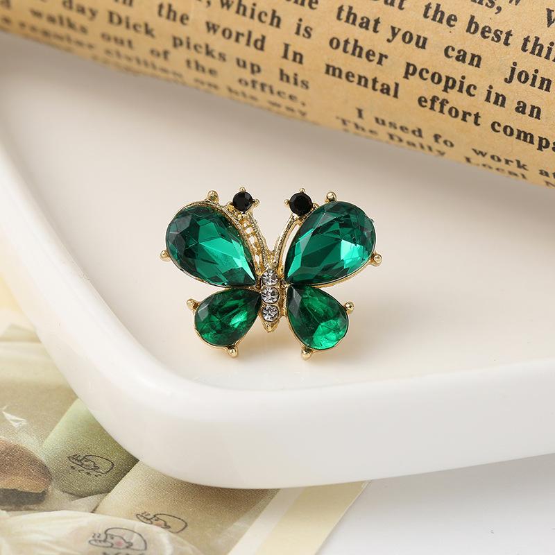 

Mini Butterfly Brooches For Women Girls Exquisite Green Red Crystal Rhinestone Small Pins Corsage Clothing Accessories зелёный