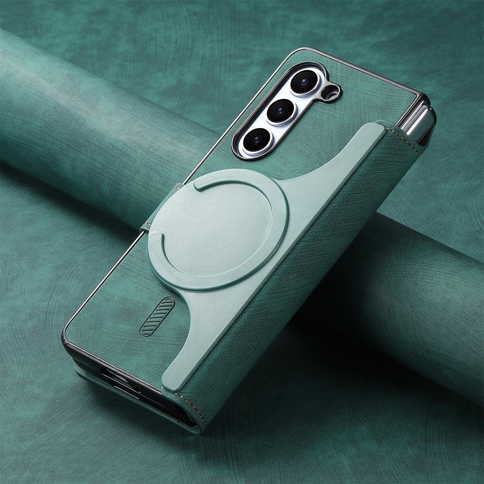 

Full Cover Magnetic Detachable Card Slot Phone Case for Samsung Z Fold7/Z Fold6 Z Fold 4 зелёный