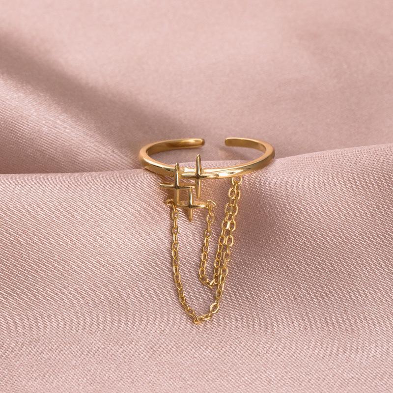 

Кольцо Banyan Tree S925 Silver Star Tassel Ring - женское панк-хип-хоп Cross Trend RS684, Adjustable opening