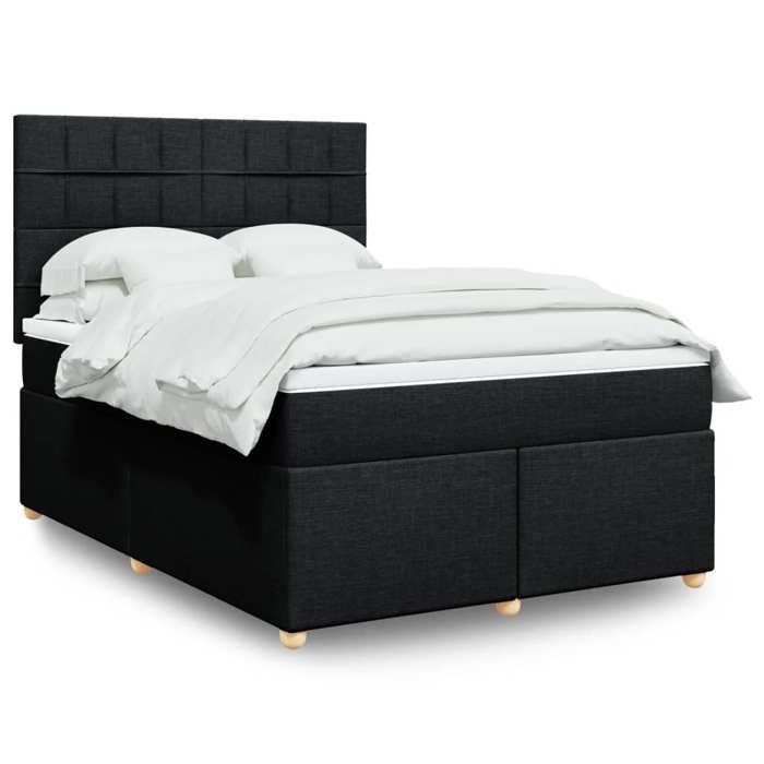 VidaXL Sommier à lattes de lit avec matelas Noir 140x190 cm Tissu 3291277
