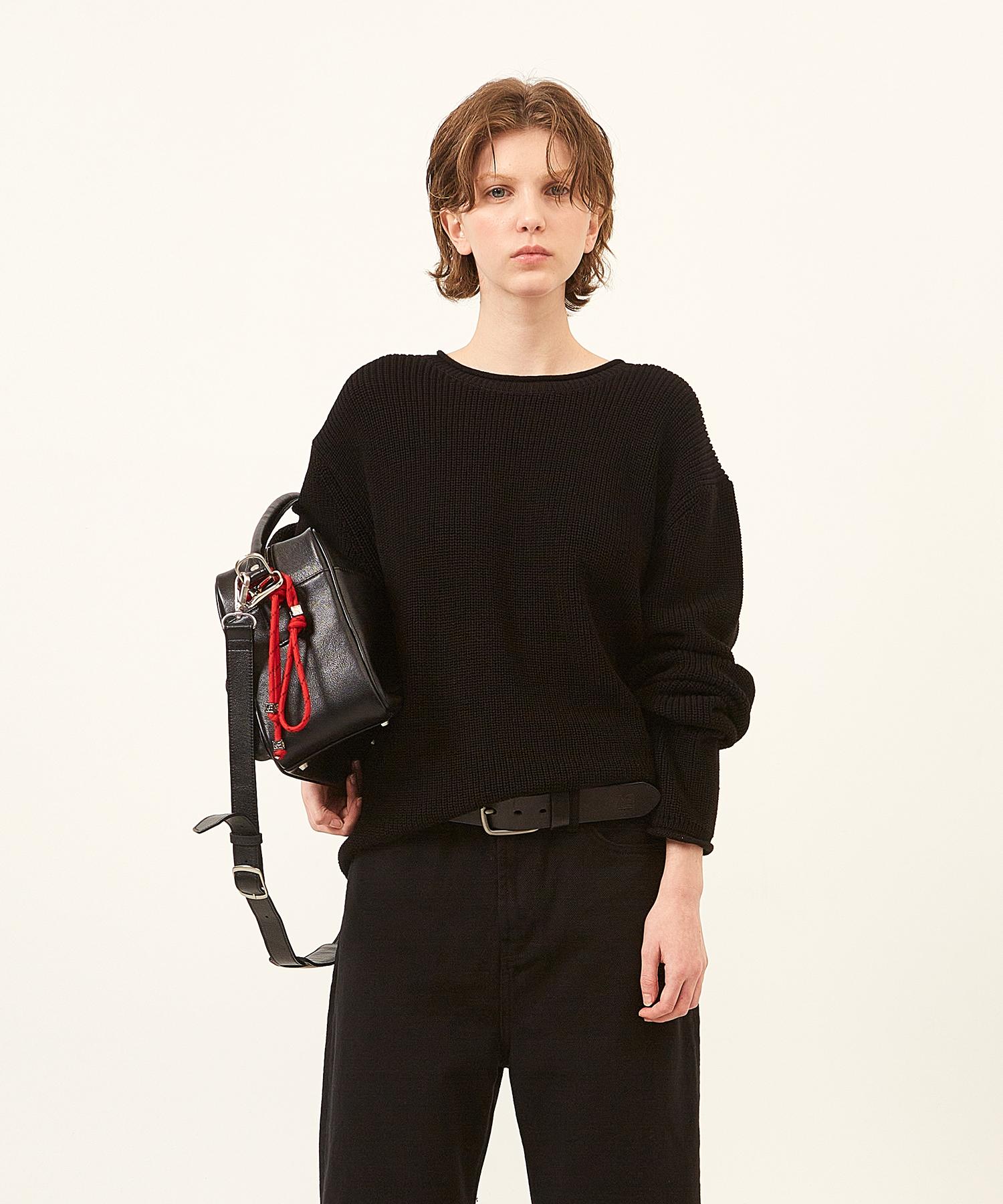 Label Archive W Vianne Rolled Edge Supima Sweater Black 1