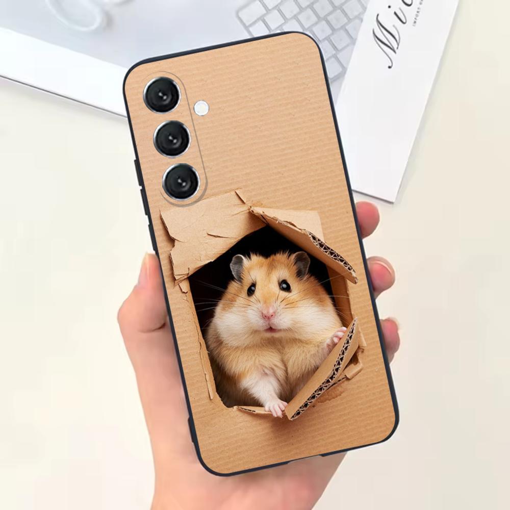 Cute Mouse Rat Hamster Phone Case For Samsung Galaxy A13,A21s,A22,A31,A32,A52,A53,A71,A80,Soft Black Shell