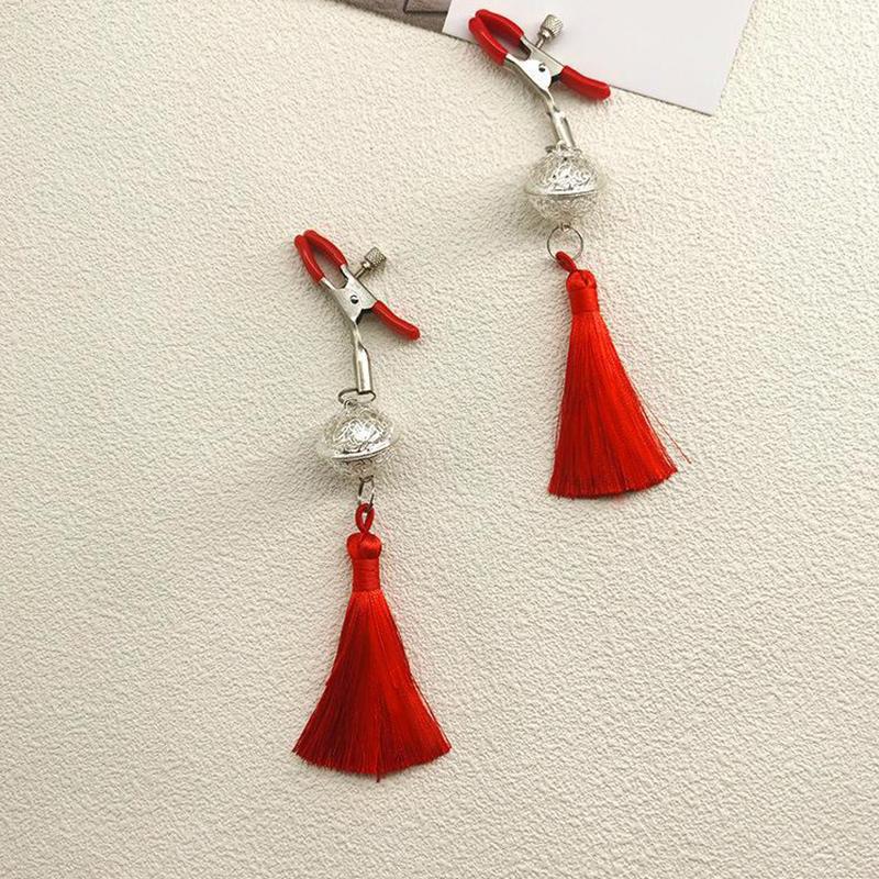 1 Pair Metal Bells Nipple Clamps With Tassel For Women Flirting Teasing Exotic Intimate Body Jewelry Pleasure Accessory