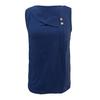 Women Tops Skew Collar Sleeveless Loose Fit Casual Tops Pure Color Buttons Decor Pullover