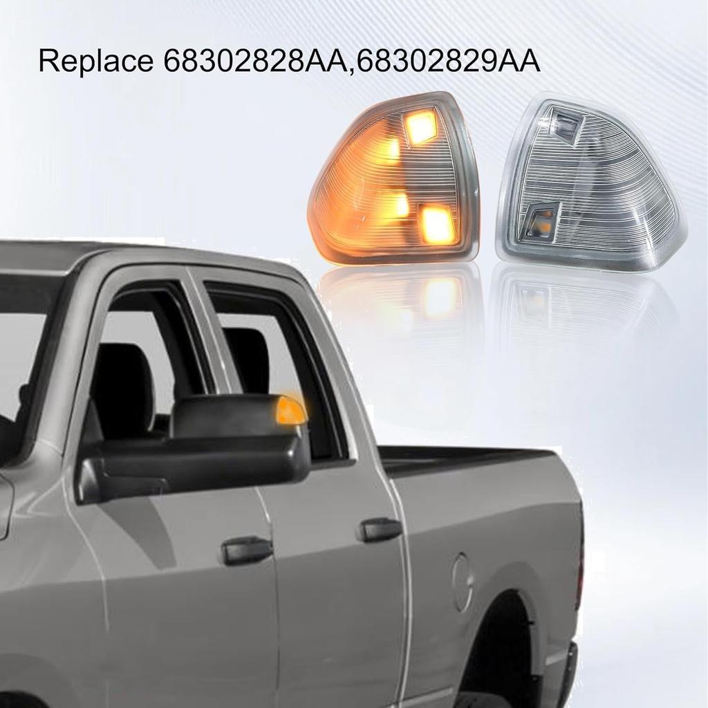 2 Pcs LED Side Mirror Turn Signal Lights Left/Right Fits for RAM 1500-5500 2010-2018 OE 68302828AA/2829AA
