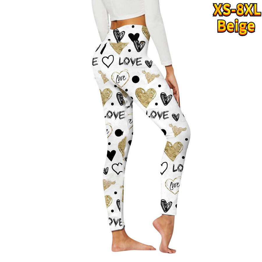 

Женские эластичные леггинсы для йоги Golden Curve Love с принтами для фитнеса, бега в тренажерном зале, спортивные брюки для активного отдыха XS бежевый