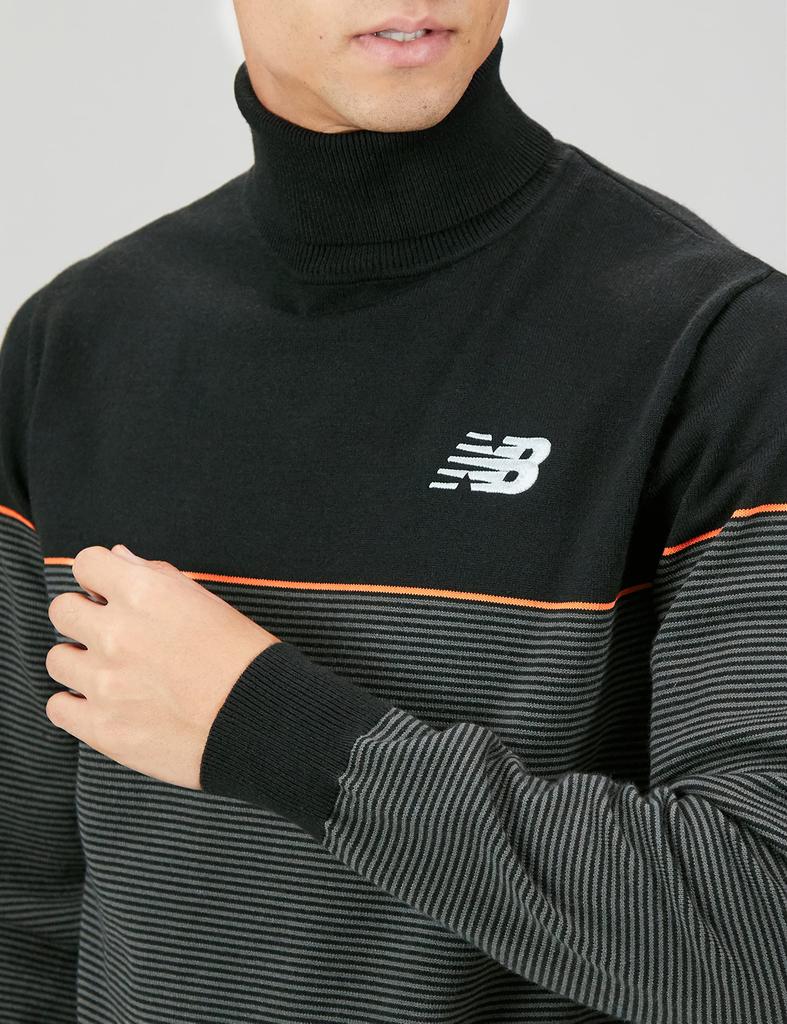 New Balance Golf Turtleneck Sweater dyna Heat 6 (Striped, hot Far-Infrared Storage, Stretchy) / Men's / 012-2274001 010_Black [LL]