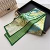 Luxurious Double-layered Scarf with Tassels, Tie-on Decoration, Suit Necktie, Small Strip Headband, Silk Scarf, Women's Printed