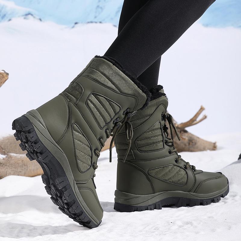2025 Women's Plus Size High-Top Winter Snow Boots - Thickened, Plus Velvet Cotton, Warm & Stylish