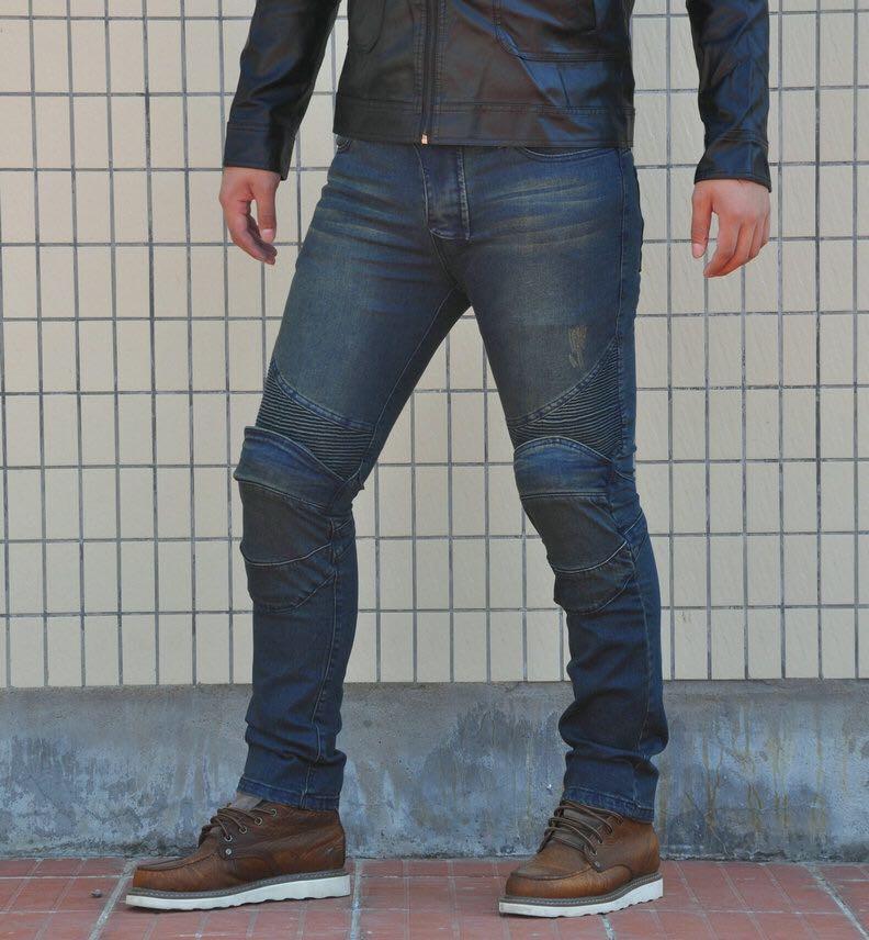 Motorcycle Slim Fit Racing Jeans with Protectors - Windproof, Elastic, All-Season Rider Pants.