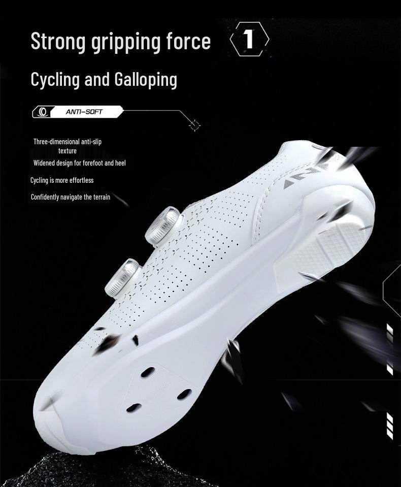 Unisex Cycling Shoes with Double Buckle and Lock, Hard Rubber Sole for Road and Mountain Biking