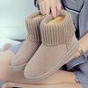 Women's Waterproof Wool Snow Boots, Flat Heel, Non-Slip, Warm Velvet Lining, Short Style
