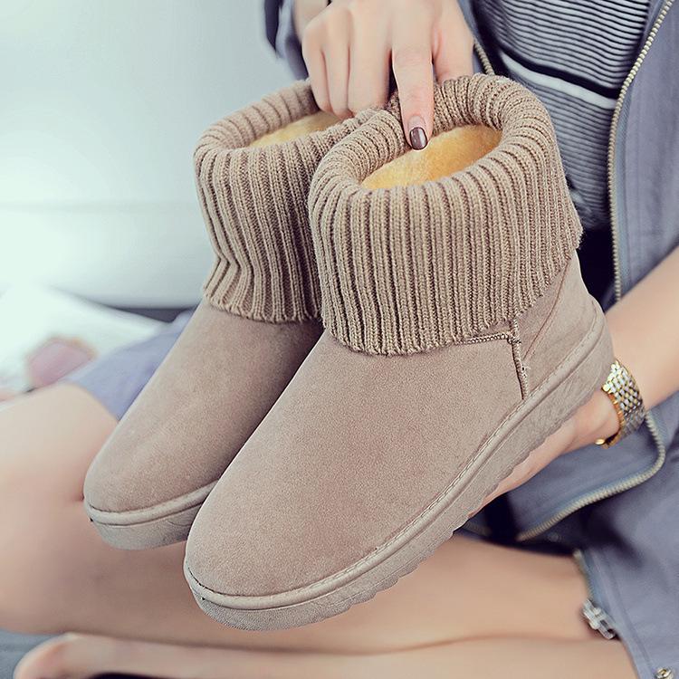 Women's Waterproof Wool Snow Boots, Flat Heel, Non-Slip, Warm Velvet Lining, Short Style