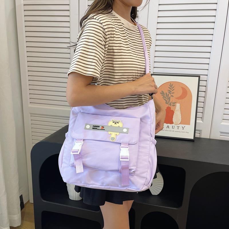 Small fresh nylon bag, women's crossbody shoulder bag, tote bag, class bag, large-capacity student tutoring bag