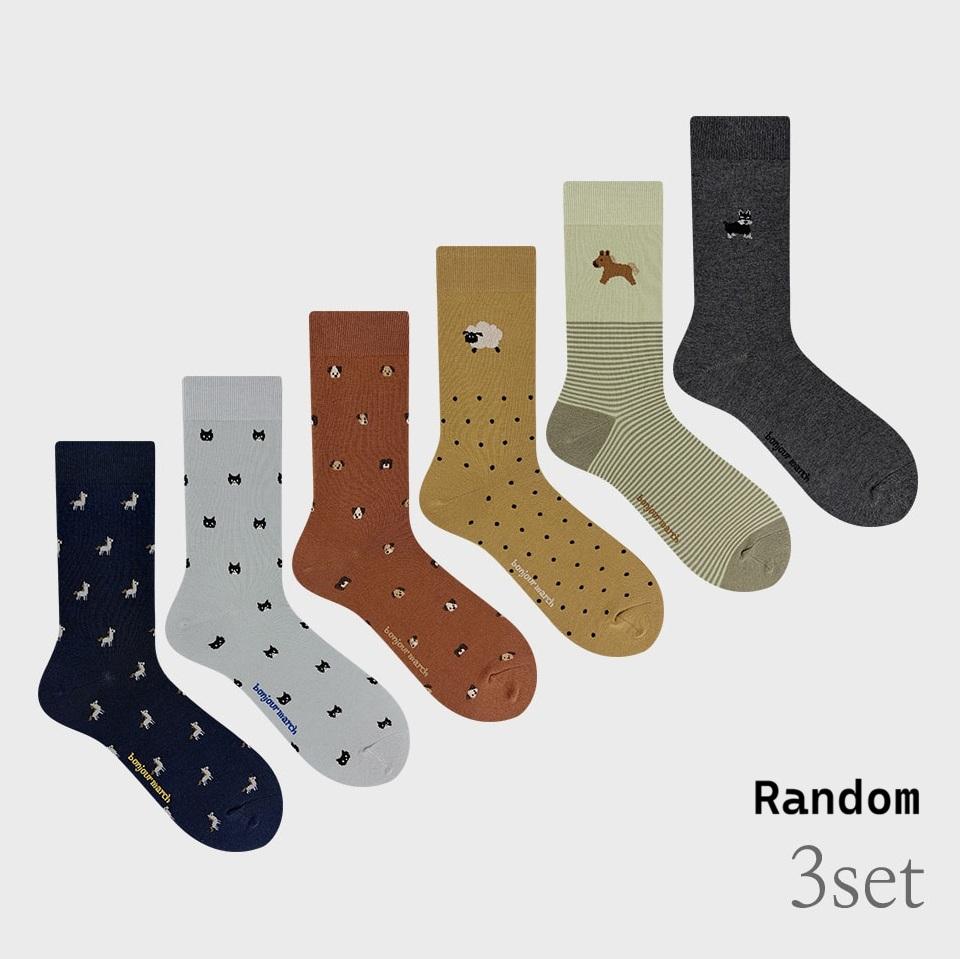 [BonjourMarch] 26SS Men’s Animal Pattern Socks - 3 Pair Set (Gift Packaging Included)