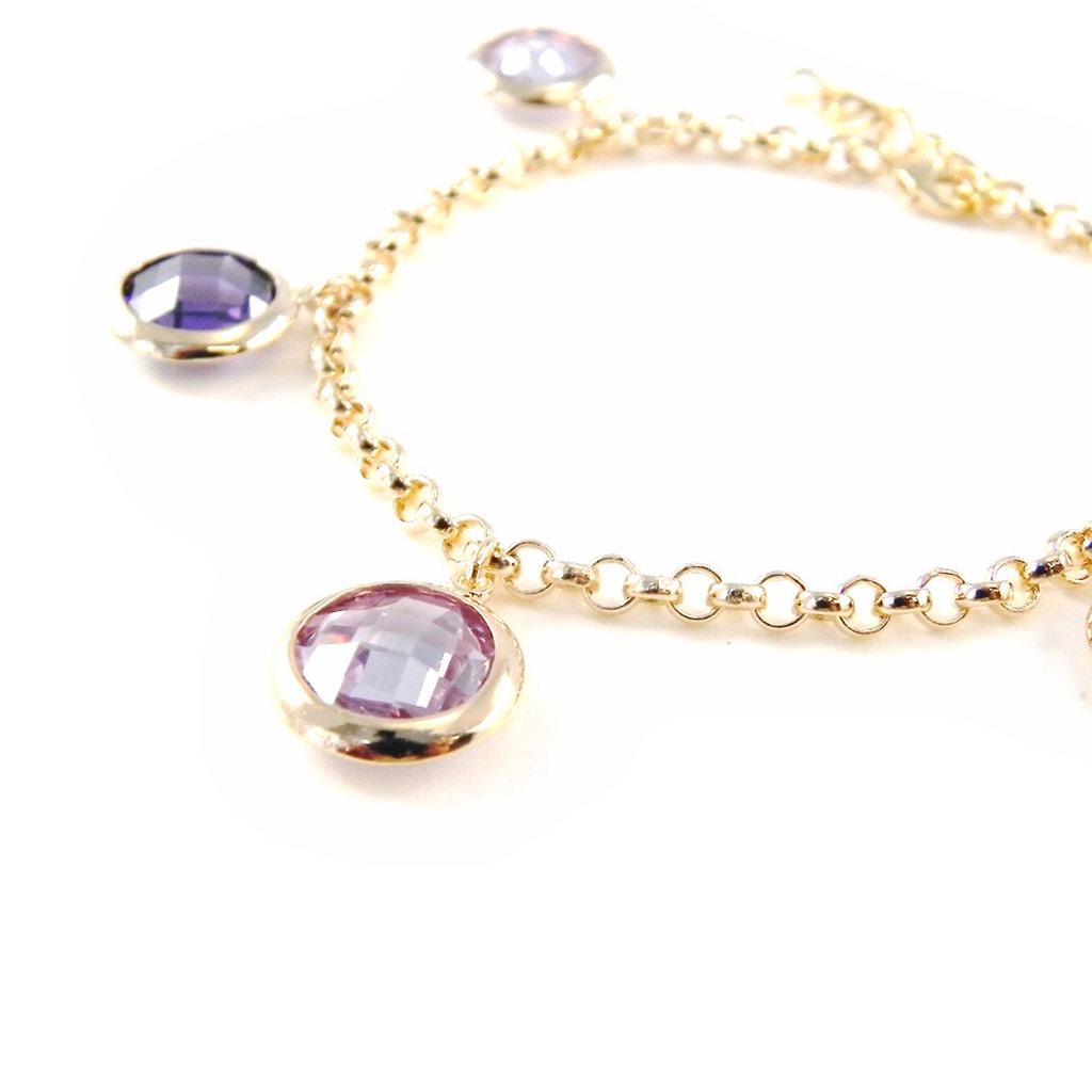 Les Trésors De Lily [C4785] - Pozlacený náramek 'Linda' s levandulovým ametystem - 15 mm