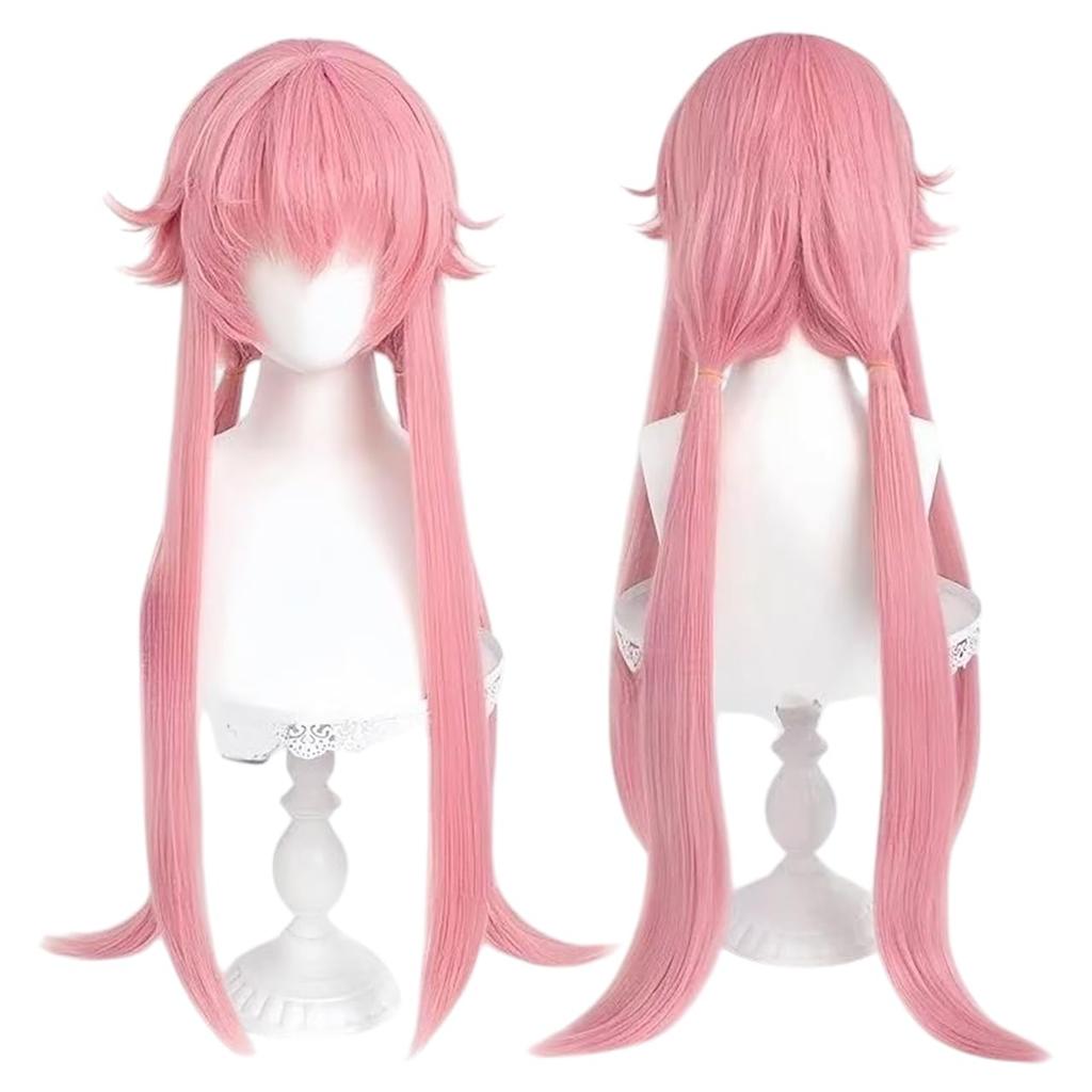 Anime he Future Diary Gasai Yuno Wig for Cosplay Pink Costume Wig long ponytai Synthetic Hair Party Wigs Halloween Party
