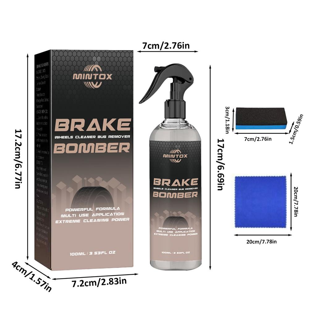 100ml Powerful Cleaner Brake Stealth Brake Bomber Spray Can with Sponge and Wipe Effective Brake Dust Remover Quite Brake Clean