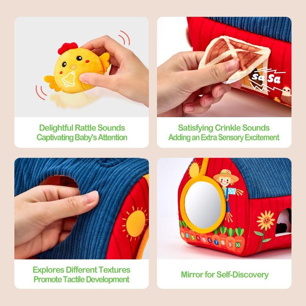 Sound Montessori Toy Barn with Stuffed Farm Animals Baby Sensory Toys  Infants Toddlers