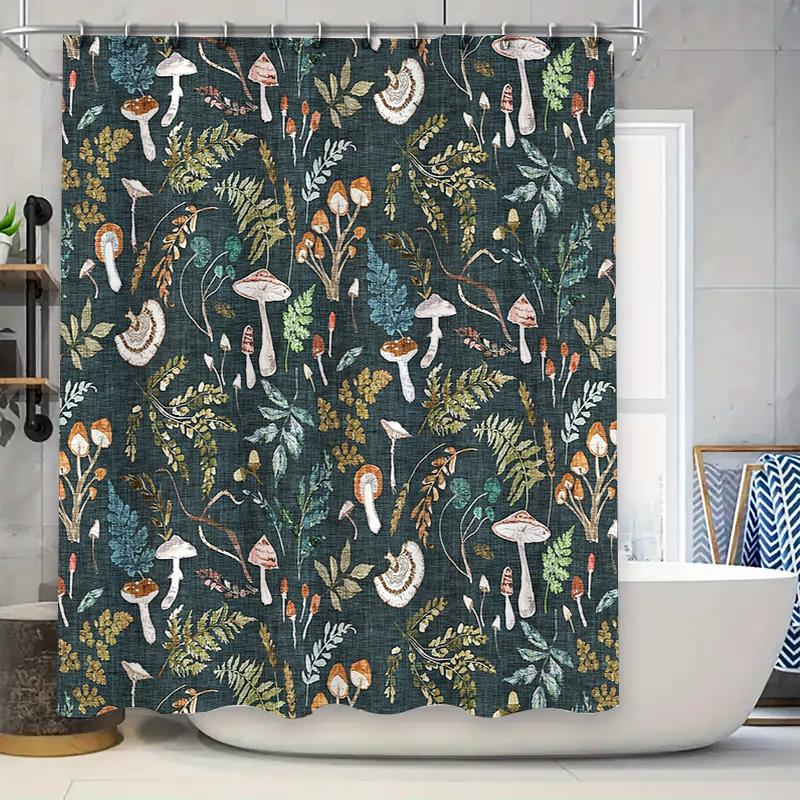 

Mushroom Forest Shower Curtain Woodland Nature Decor Botanical Mushroomscape Bathroom Curtains Rustic Home Decor Vintage Cottage W60H190(CM)-1 Pcs
