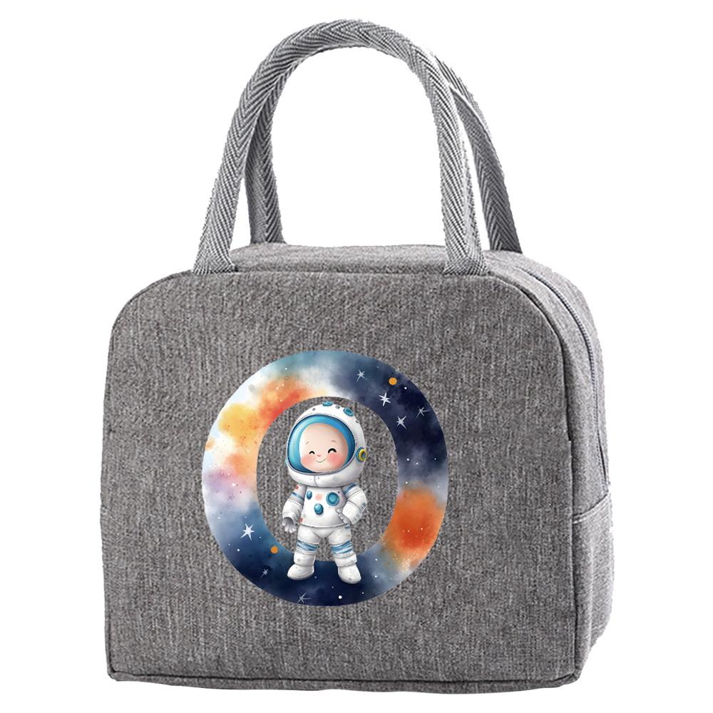 Travel Portable Food Thermal Insulated Children's Astronaut Letter Box Picnic Waterproof Oxford Zipper Breakfast Thermal Bag
