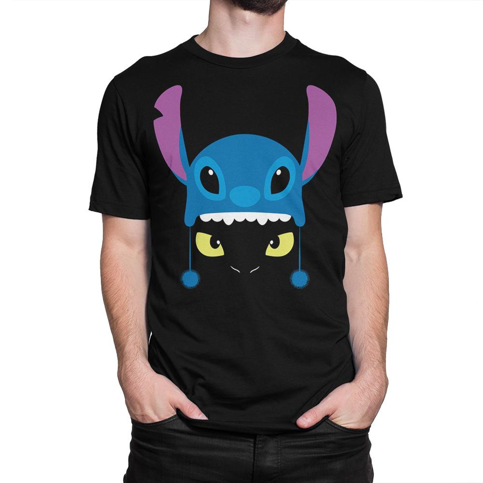 Night Fury Stitch and Dragon T-Shirt, Men s and Women s Sizes S