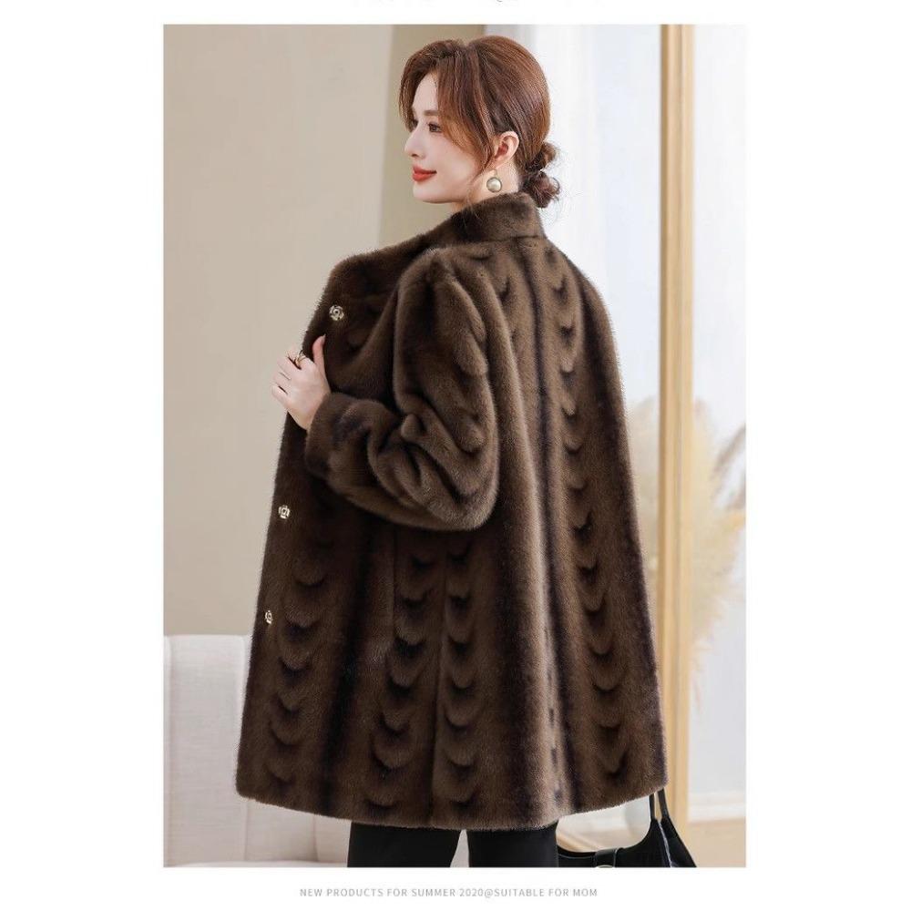 Mother's Winter Mid-length Mink Fleece Coat New Middle-aged and Elderly Women's Fur One-piece Thickened Sheep Shearling Coat