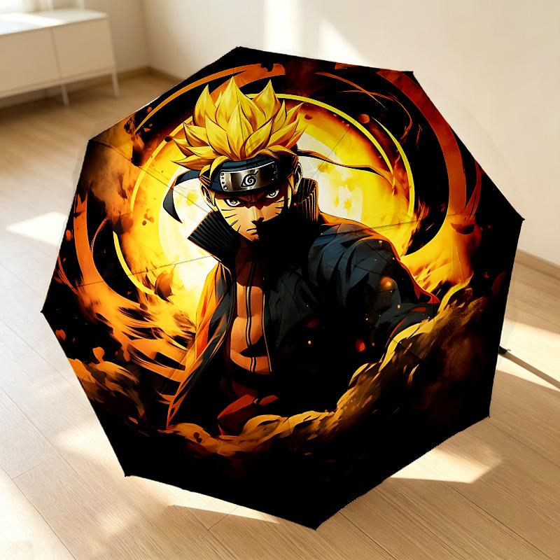 Naruto Power 8 Ribs 3Fold Black Glue Uv Protection Umbrella Sun Protection Rainproof Compact Folding Umbrella For Travel Daily Use C923521