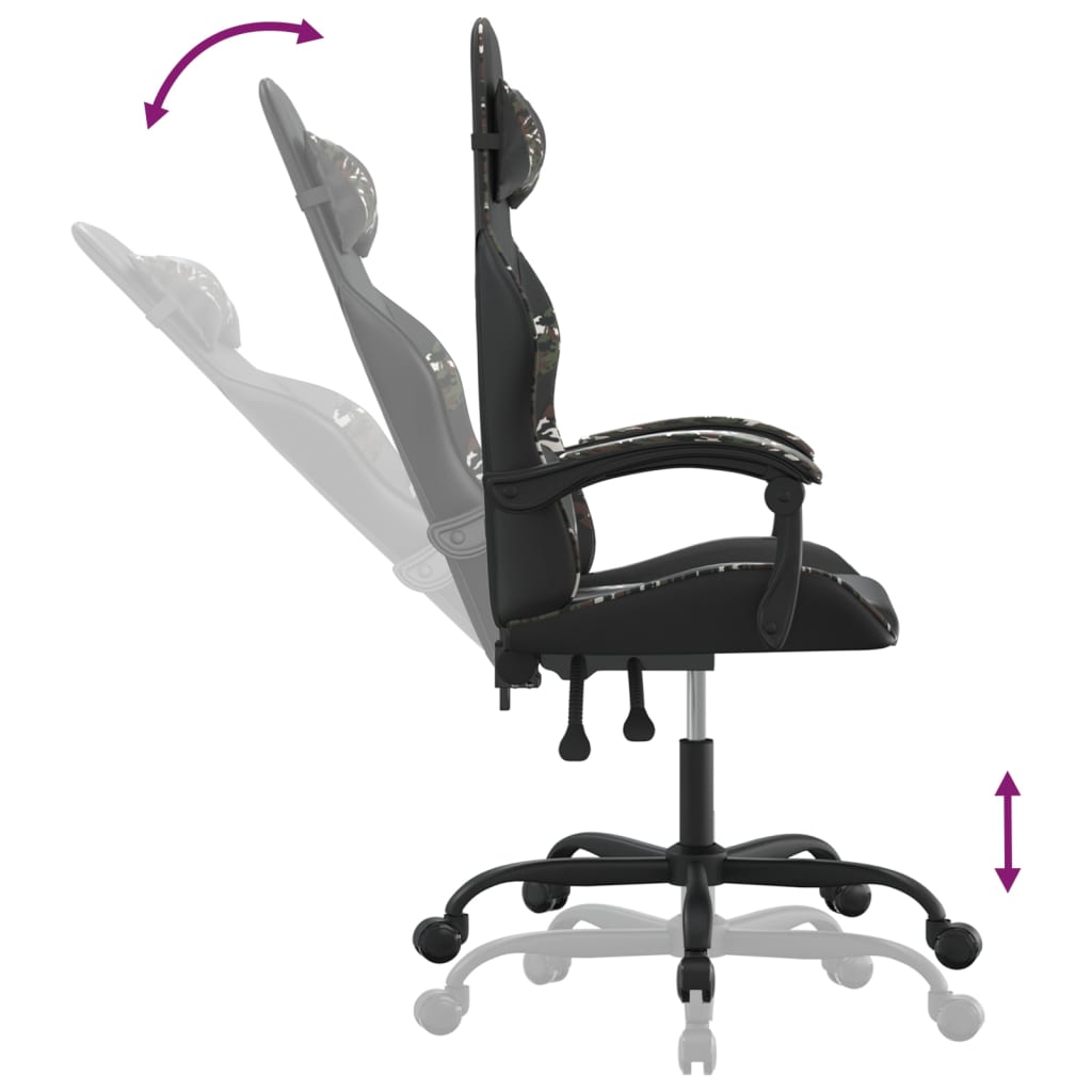 Gaming Chair Swivel Black and Camouflage PU Leather