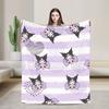 Kuromi Halloween Plaid Blankets Fleece Summer  Portable Super Warm Throw Blanket for Home Bedroom Rug Piece