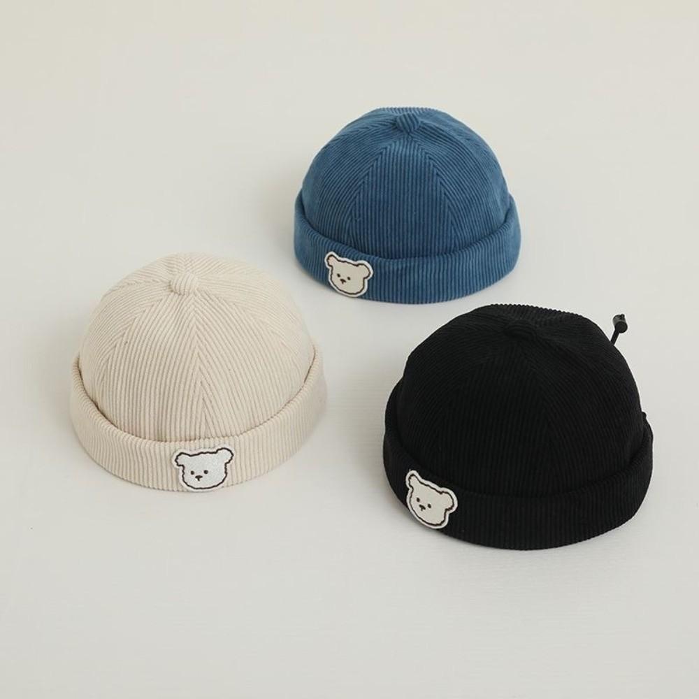 Cartoon Bear Brimless Hat Solid Color Kids Cap Korean Style Dome Beanie Autumn Winter