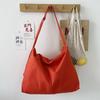 Casual Canvas Shoulder Bag Solid Color Adjustable Strap Shopping Bag Large Capacity Crossbody Bag Travel