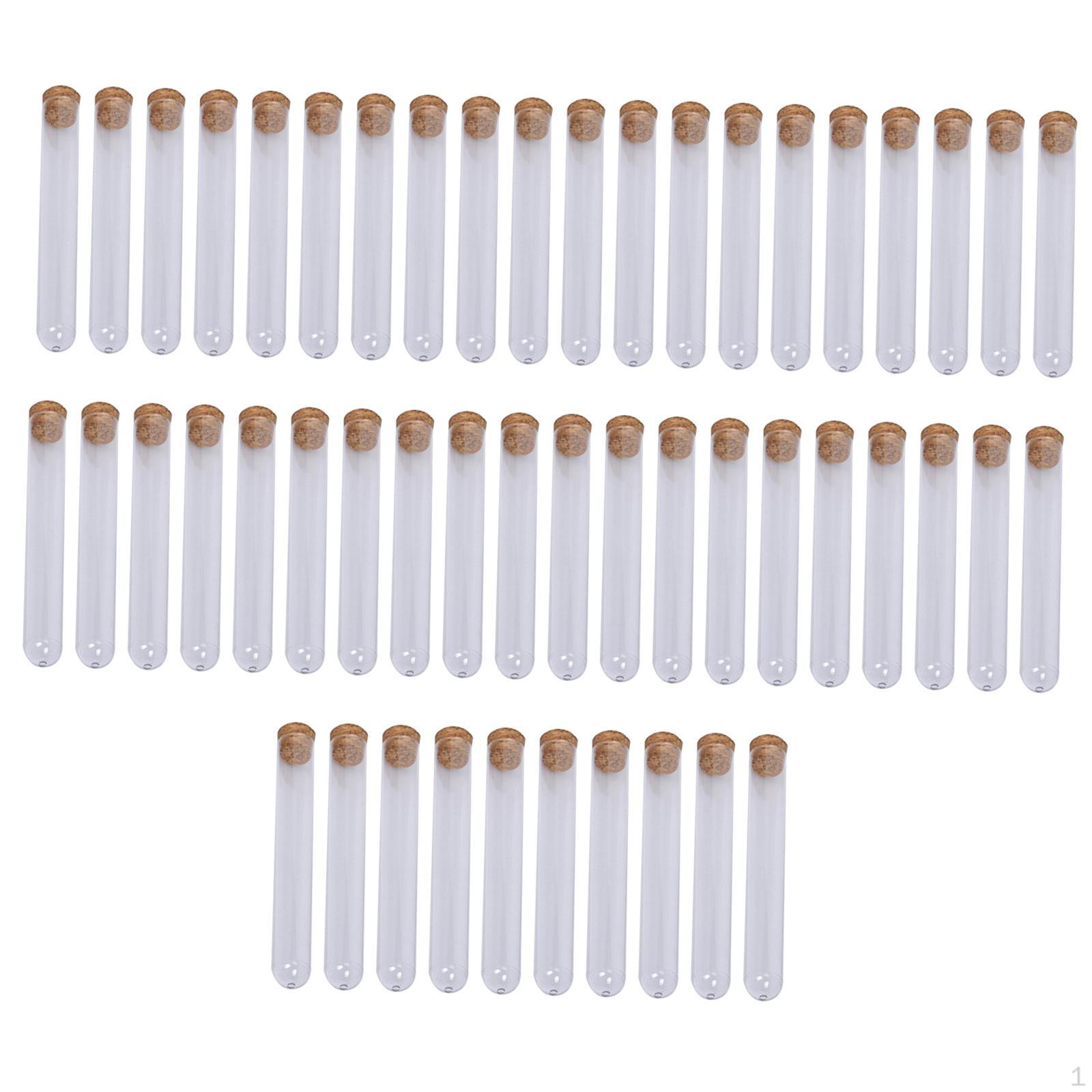 

50 пробірок з корковими пробками. Зберігання зразків. Прозорий органайзер для сувенірів для вечірок.