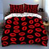 Red lip prints. Bedding Duvet cover sets Duvet covers Pillowcases gifts (1 * Duvet Cover 2 * Pillowcases, without duvet insert)