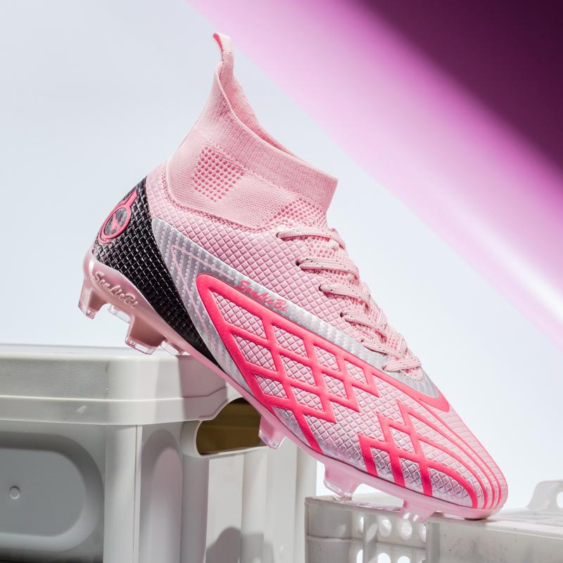 Zapatos de Fútbol para Hombre Talla Grande Zapatos de Fútbol para Niños Top Alto Clavo Largo Exterior Antideslizante Botas de Fútbol