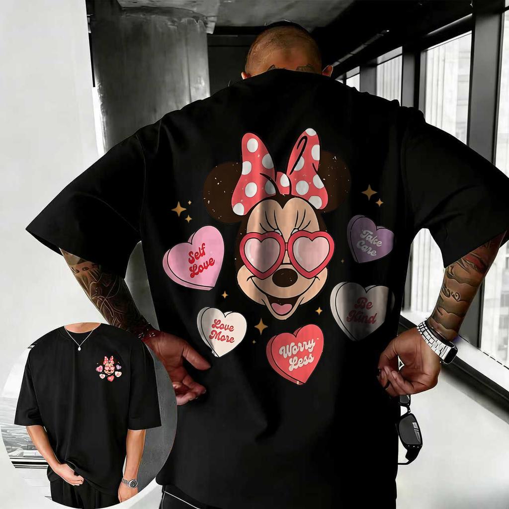 Summer 2026 Disney Cute Mickey Mouse Print Tshirt 100 Pure Cotton Shortsleeved Casual Loose Breathable Top Unisex