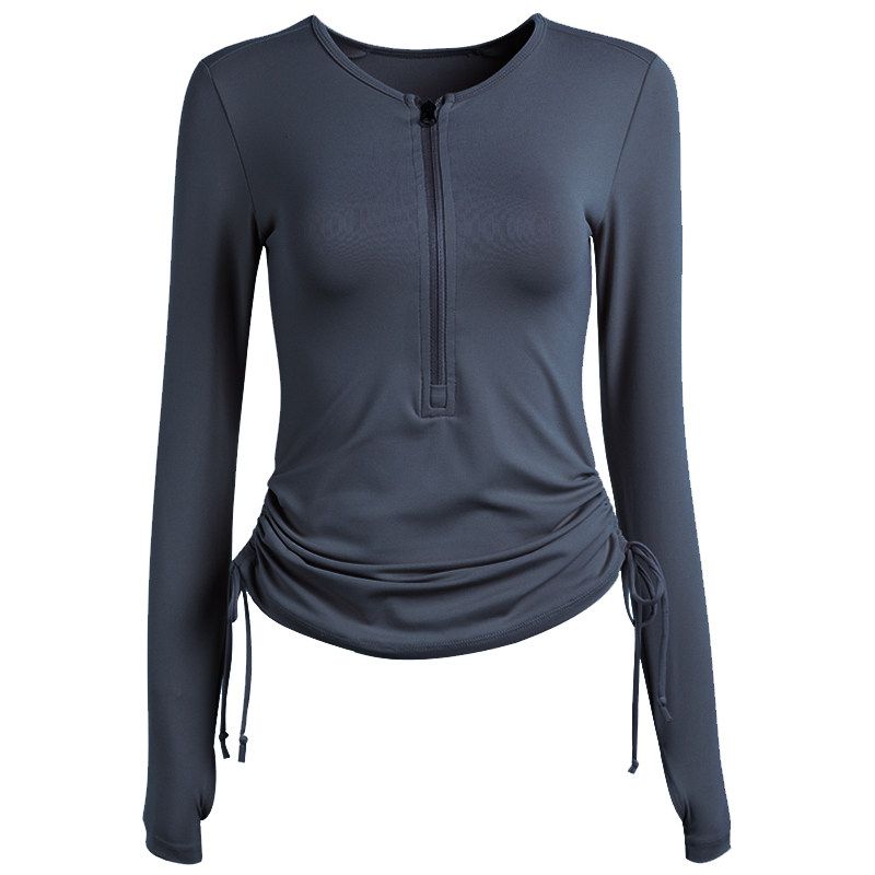 Color Discount 190804 Fashion Drawstring Long Sleeve Yoga Wear Casual Slim Fit and Quick-Drying Running Sports Workout Clothes for Women