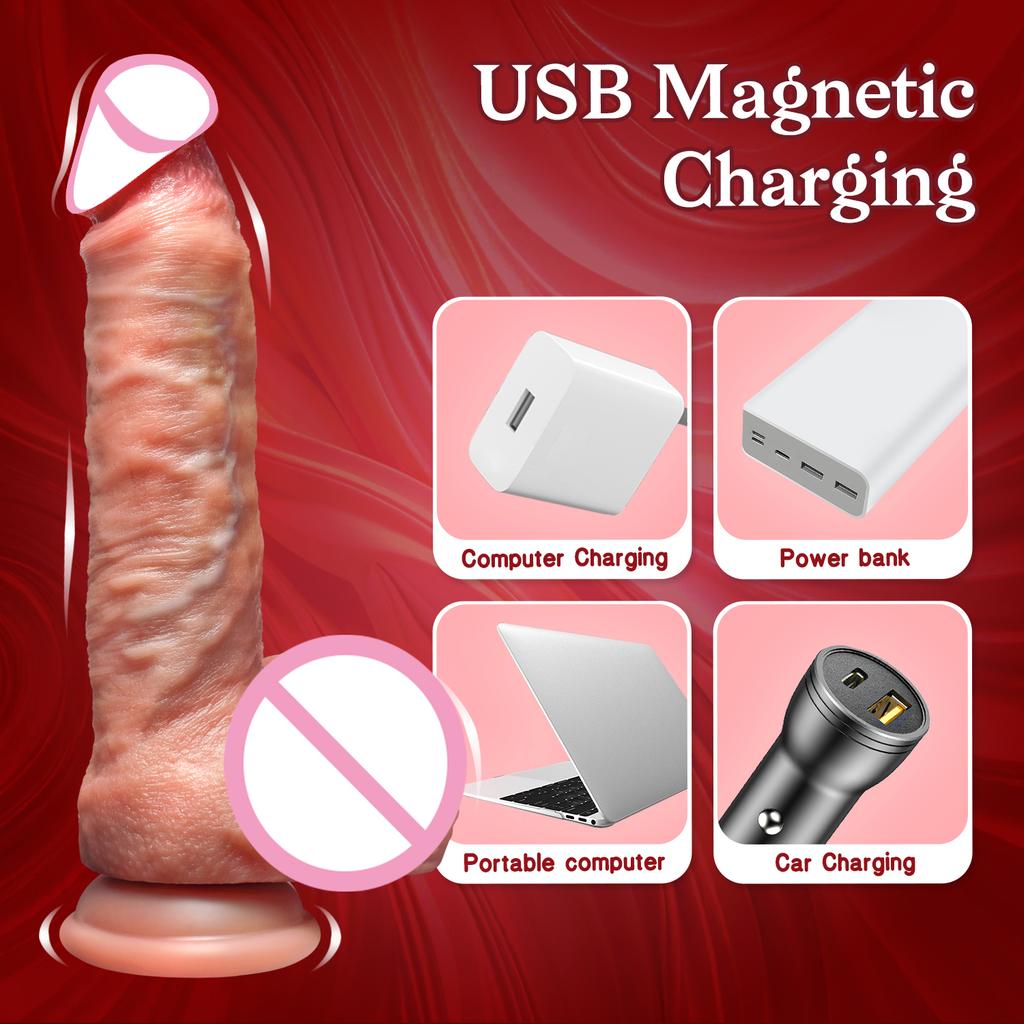 Realistic Dildo Telescopic Vibrator Adult Female Stimulator Big Dick Penis Anal Plug with Heating Thrusting Sex Toys for Women