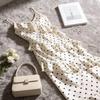 Spring/Summer French Polka Dot Ruffled Strap Dress – Waist-Cinching Slim Silhouette