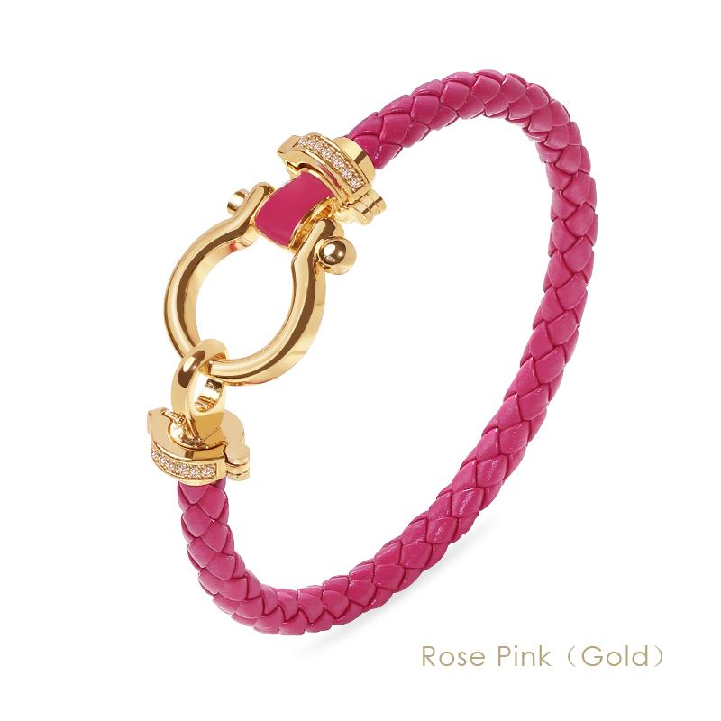 MOONLIGHT Women's Classic Horseshoe Shape Bracelet Genuine Braided Leather Bracelet Female Jewelry Present 11 Colors
