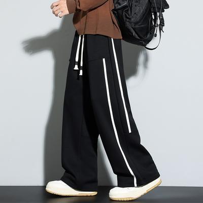 Lente Herfst Elastische Taille Losse Casual Wijde Pijpen Broek Heren Patchwork All-match Rechte Joggingbroek Heren Broek