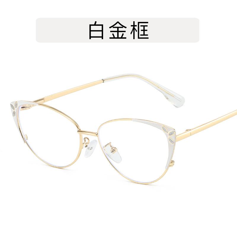 European American Stylish Glasses Women Cat Eye Shape Anti Blue Light Women's Glasses Frames  Decorative Glass