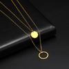 LIKGREAT Multi Layers Bar Coin Pendant Necklace Moon Star Cross Neckchain for Women Stainless Steel Chain Choker Jewelry NotFade